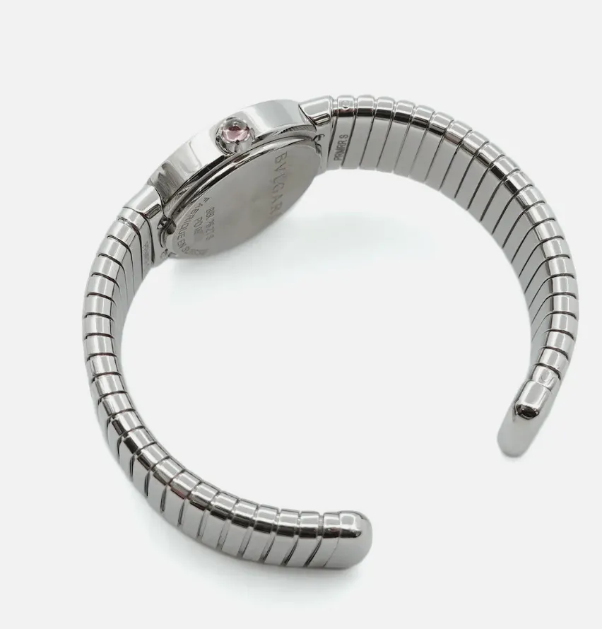 BVLGARI Tubogas 12P Diamond Black Dial Ladies Cuff Watch
