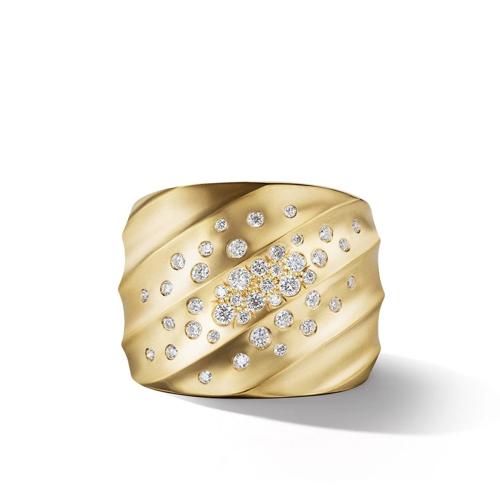 Cable Edge® Saddle Ring in 18K Yellow Gold with Diamonds, 18.8mm