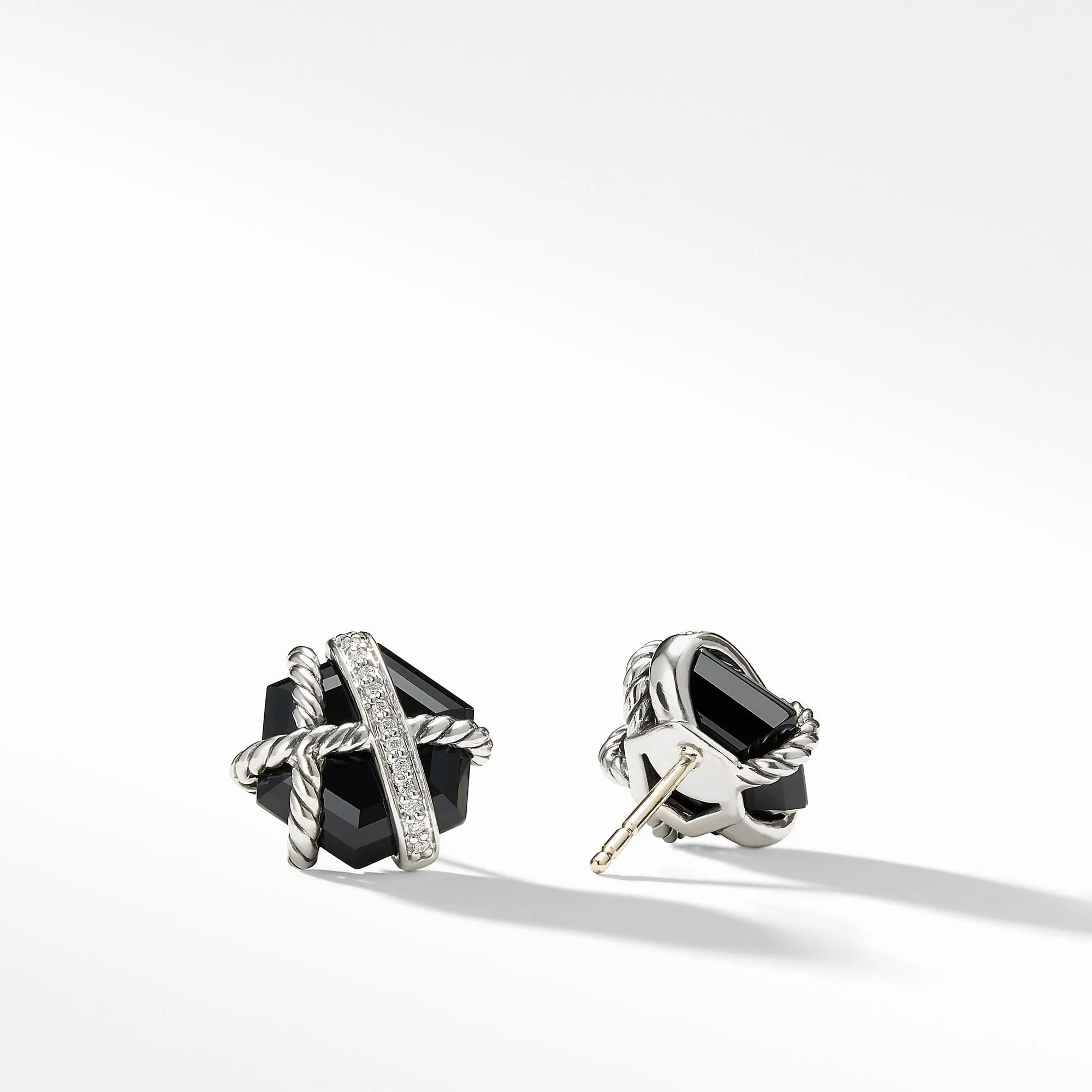 Cable Wrap Earrings with Black Onyx and Diamonds