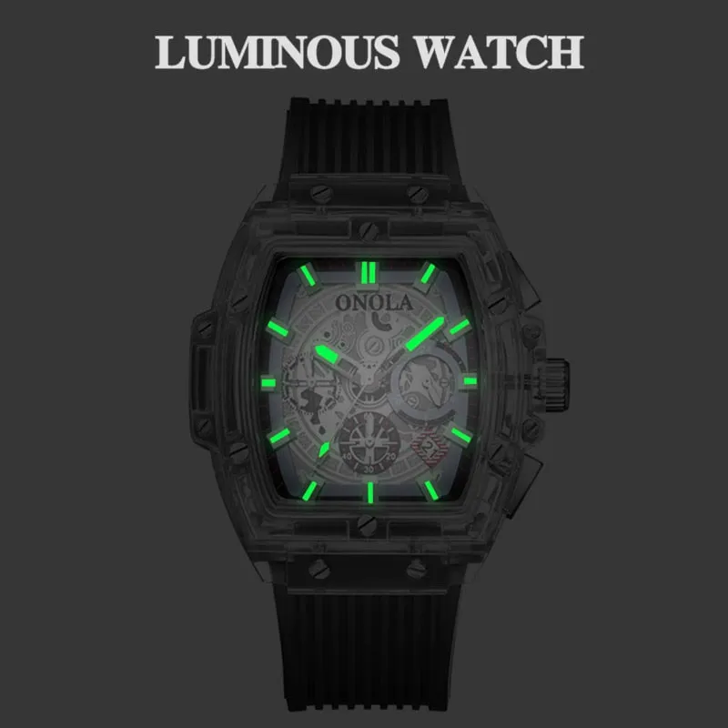Casual Sport Luminous Chronograph Silicone Wrist Men Watch