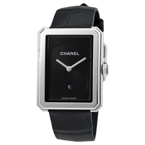 Chanel Boy-Friend Black Guilloche Dial Ladies Watch H4884
