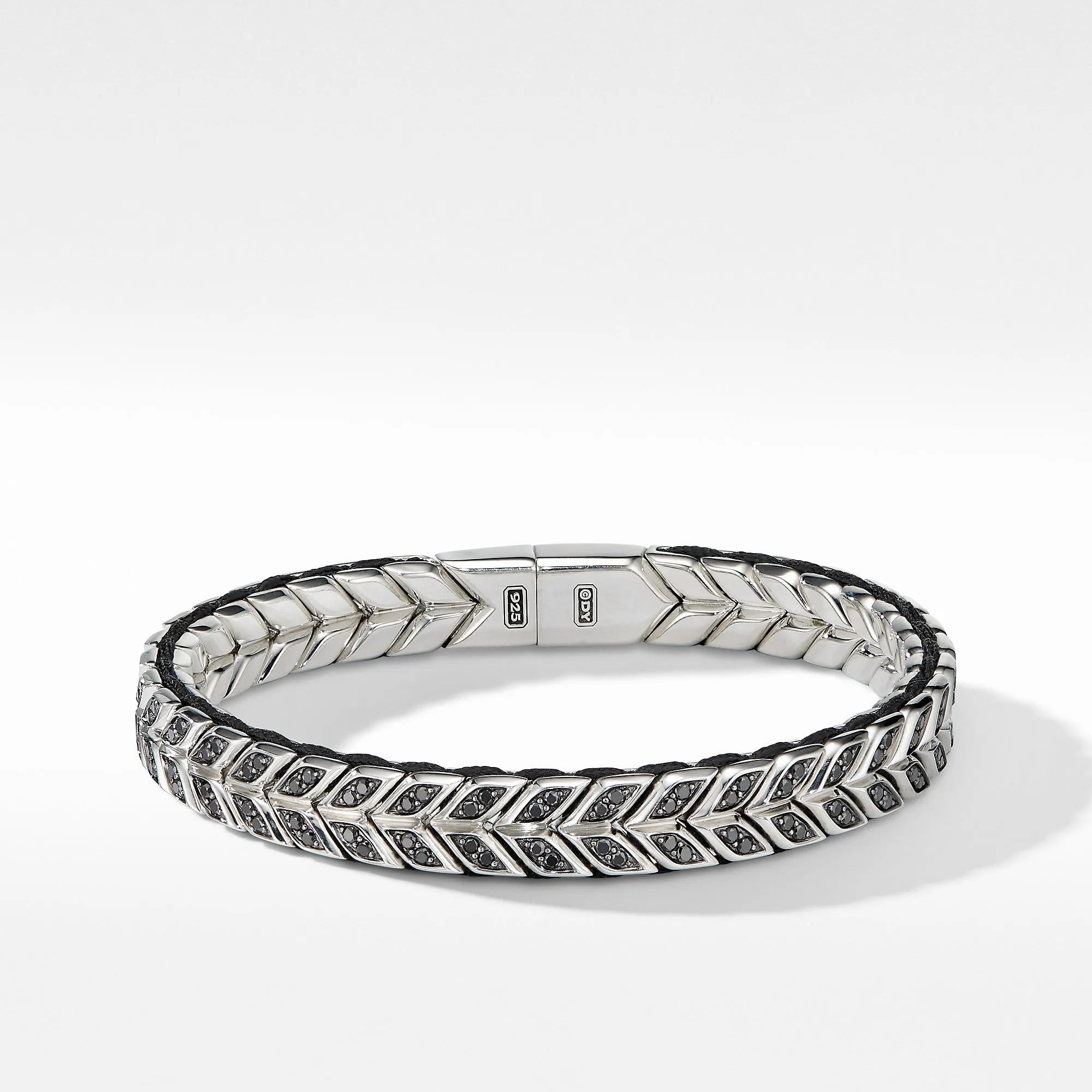 Chevron Woven Bracelet with Black Diamonds, Size Medium