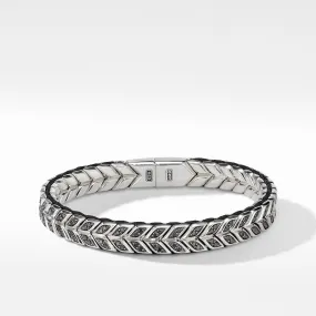 Chevron Woven Bracelet with Black Diamonds, Size Medium
