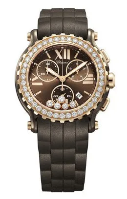 Chopard Happy Sport Chronograph Brown Dial Diamond Watch 288515-9004