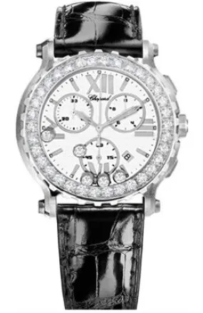 Chopard Happy Sport White Dial Chronograph Diamond Ladies Watch 288506-2001 28/8506-2001
