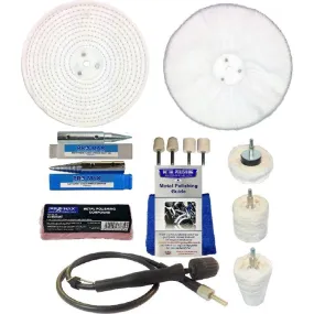Chrome Bench Grinder Metal Polishing Kit Deluxe 15pc 6" x 1" - Pro-Max