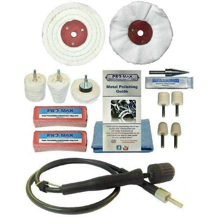 Chrome Metal Polishing Buffing Kit Fits Drill 3" x 1/2" 14pc Pro-Max