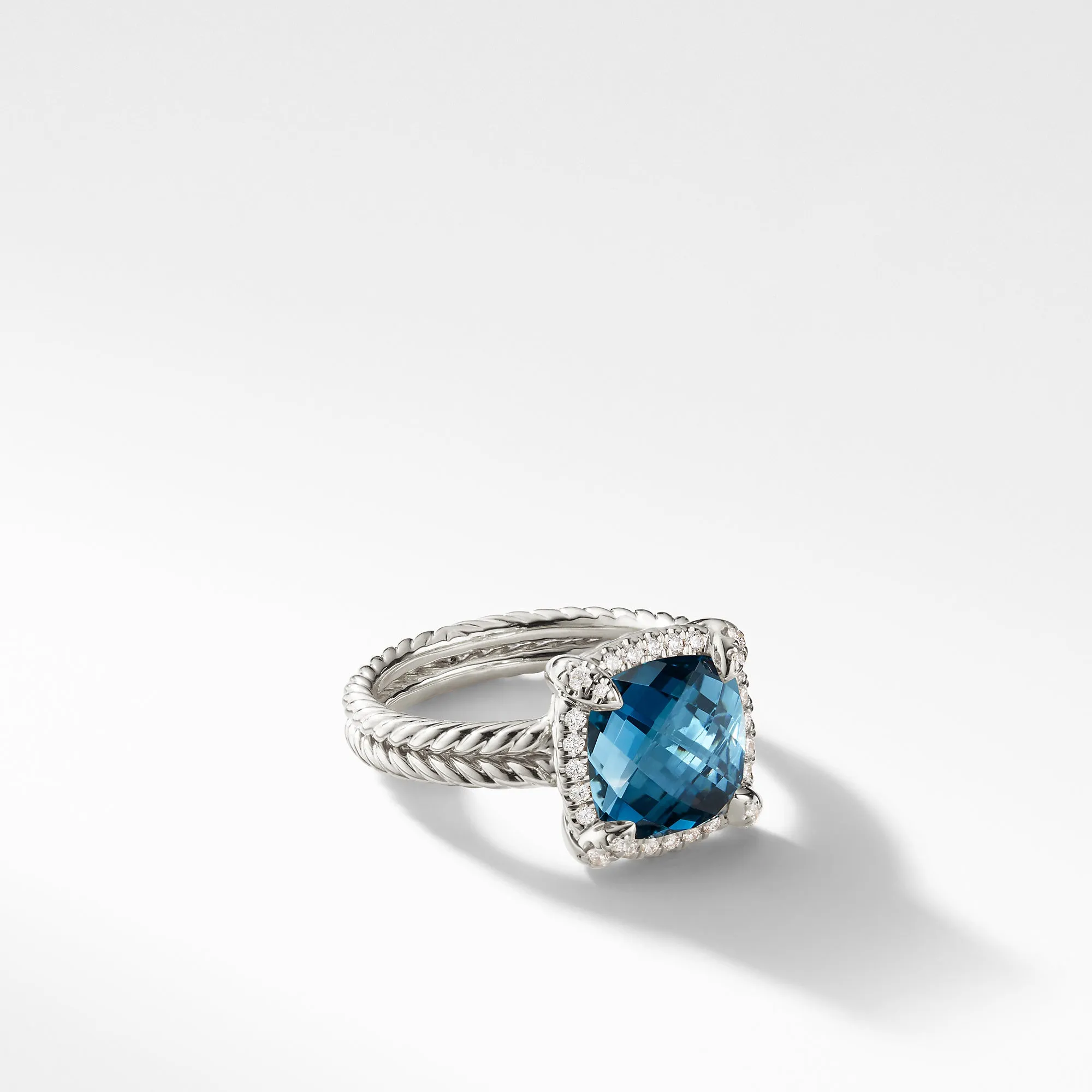 Châtelaine® Pavé Bezel Ring with Hampton Blue Topaz and Diamonds, 9mm, Size 6