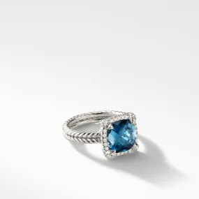 Châtelaine® Pavé Bezel Ring with Hampton Blue Topaz and Diamonds, 9mm, Size 6