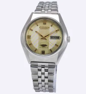 Citizen Automatic 8200A Cream Color Dial 21 Jewels Day Date Men's Mechanical Watch