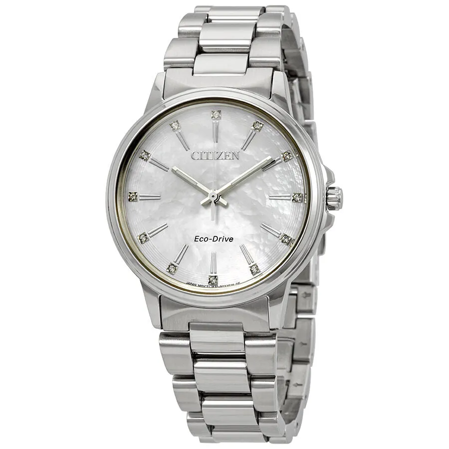 Citizen Chandler Eco-Drive Diamond White Mother of Pearl Dial Ladies Watch FE7030-57D
