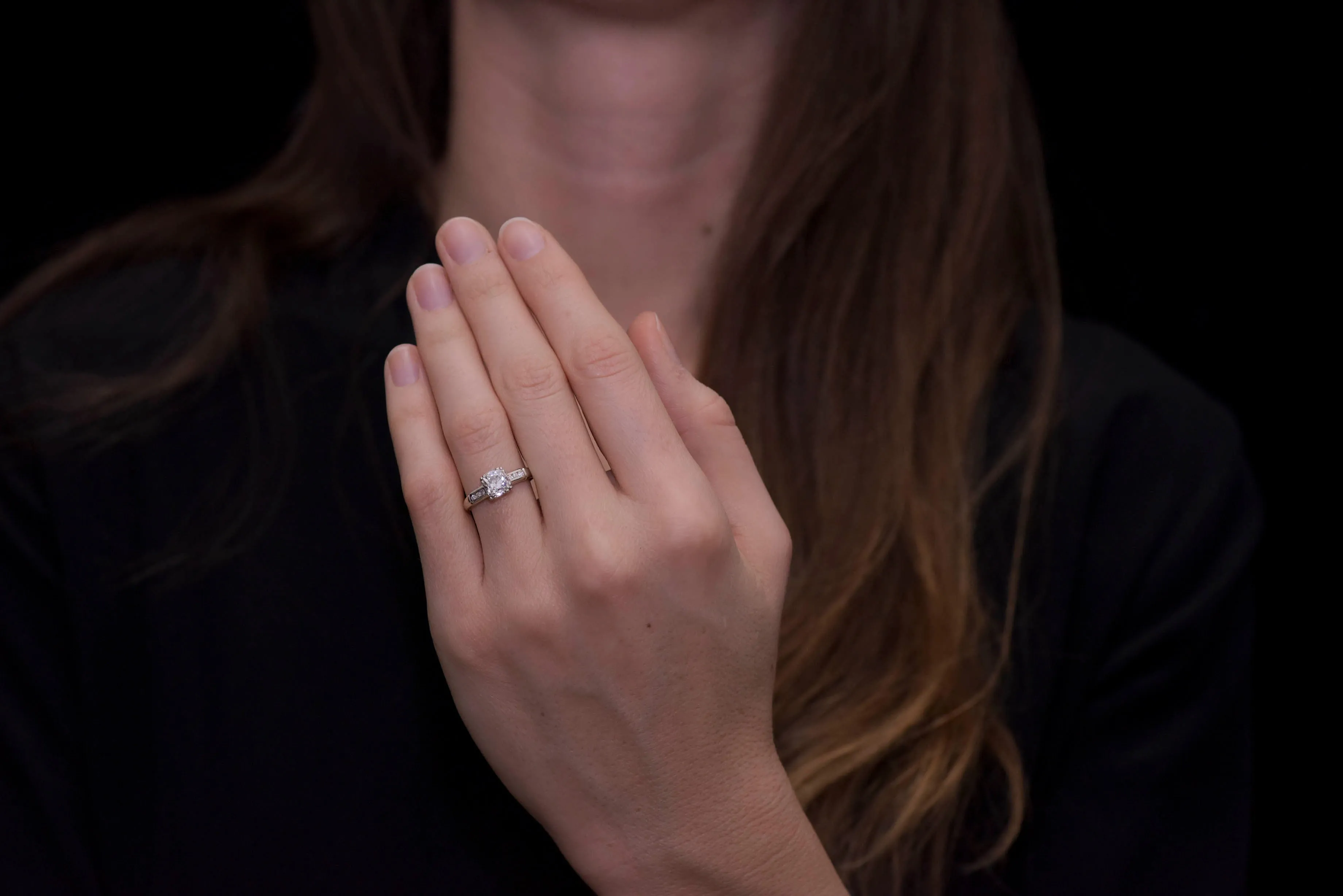 Classic Mid-Century Engagement Ring with an Old Mine Cut Diamond Center