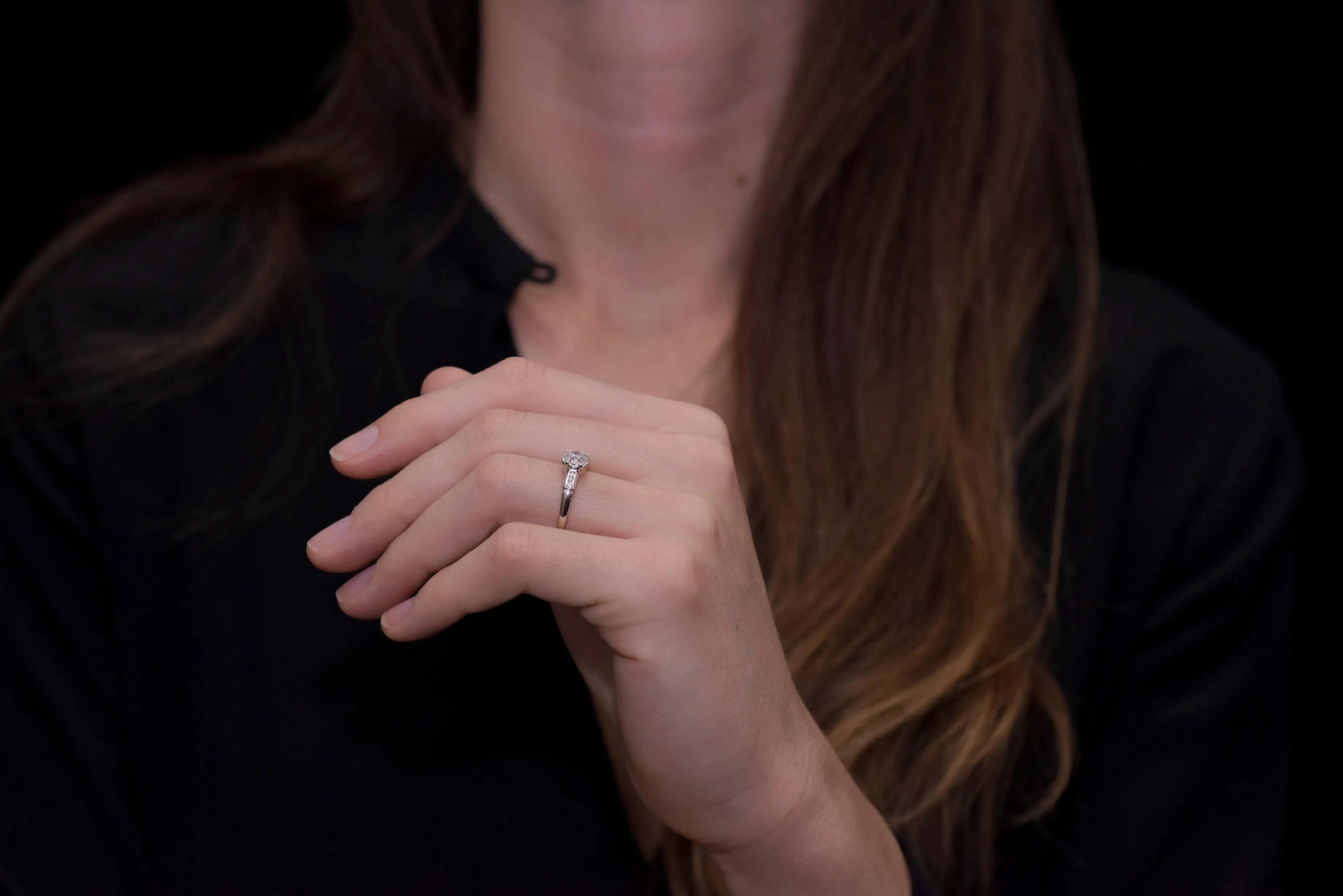 Classic Mid-Century Engagement Ring with an Old Mine Cut Diamond Center
