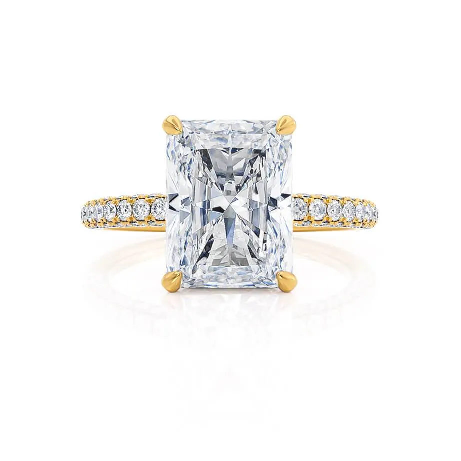 COCO - Radiant Lab Diamond 18k Yellow Gold Petite Triple Pavé Hidden Halo