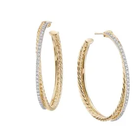 Crossover XL Hoop Earrings in 18K Yellow Gold with Diamonds