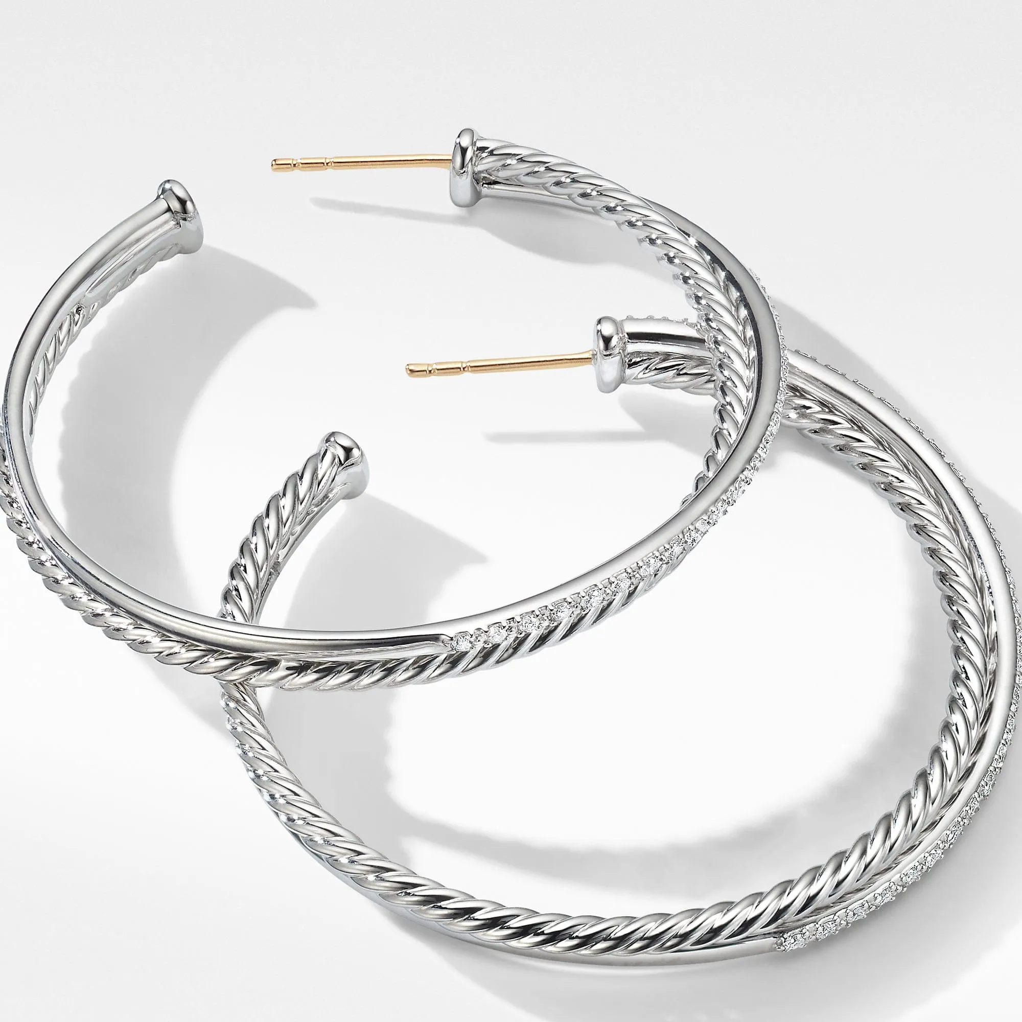 Crossover XL Hoop Earrings with Diamonds