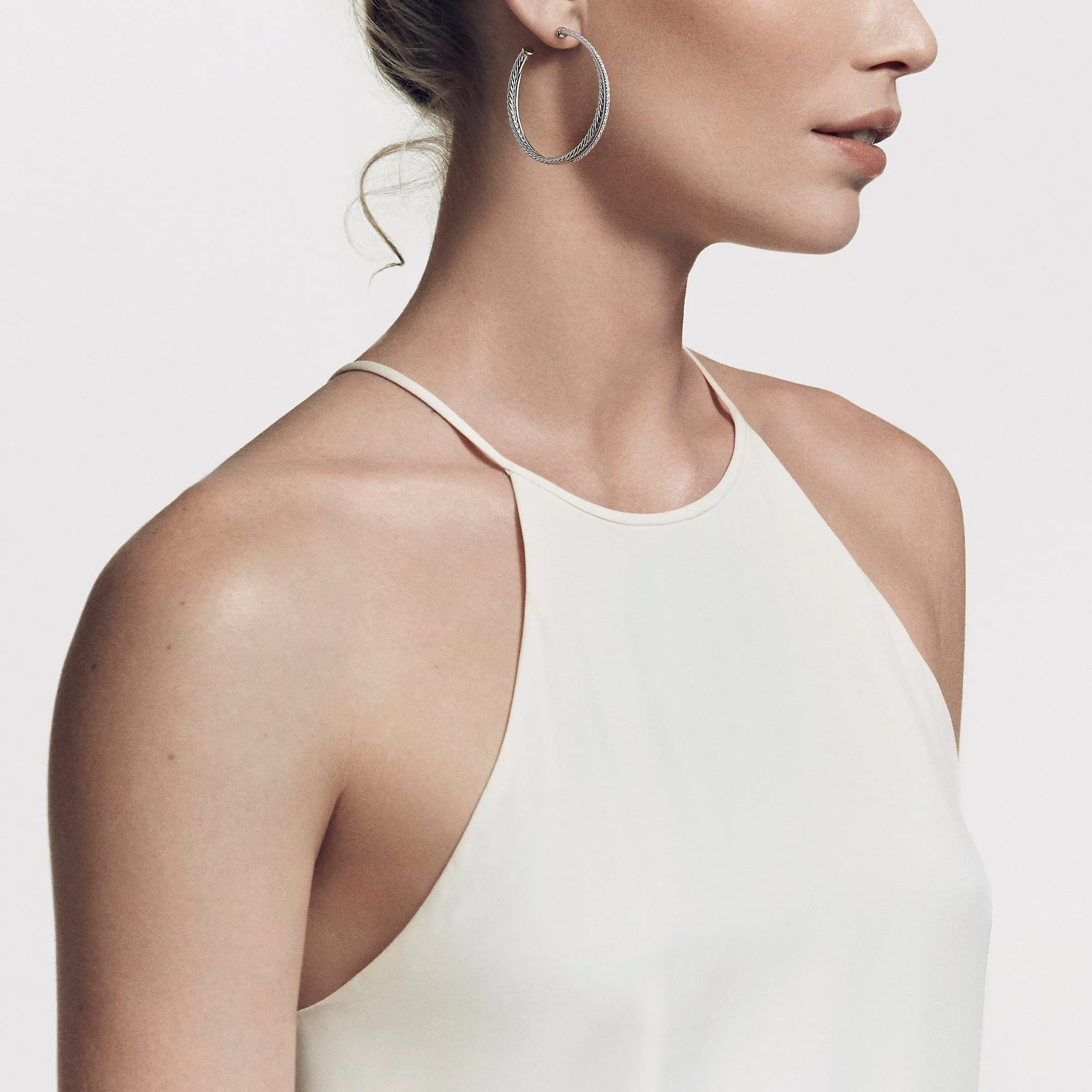 Crossover XL Hoop Earrings with Diamonds