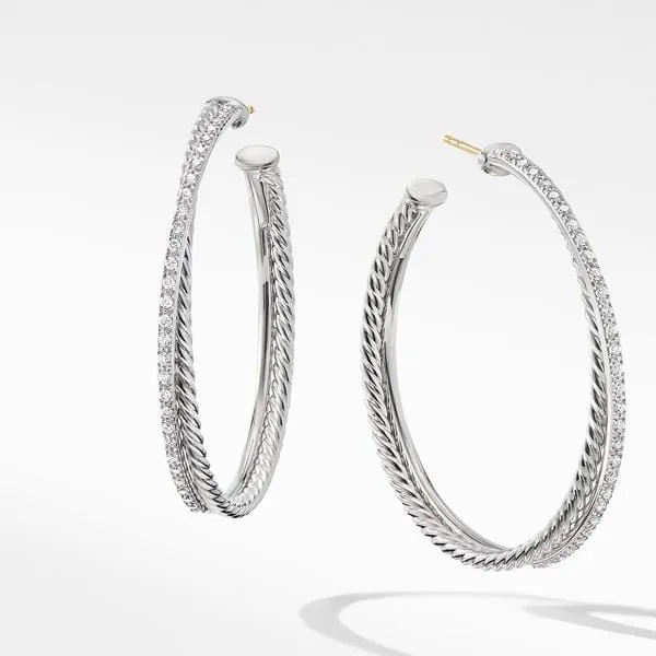 Crossover XL Hoop Earrings with Diamonds