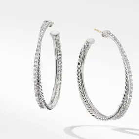 Crossover XL Hoop Earrings with Diamonds
