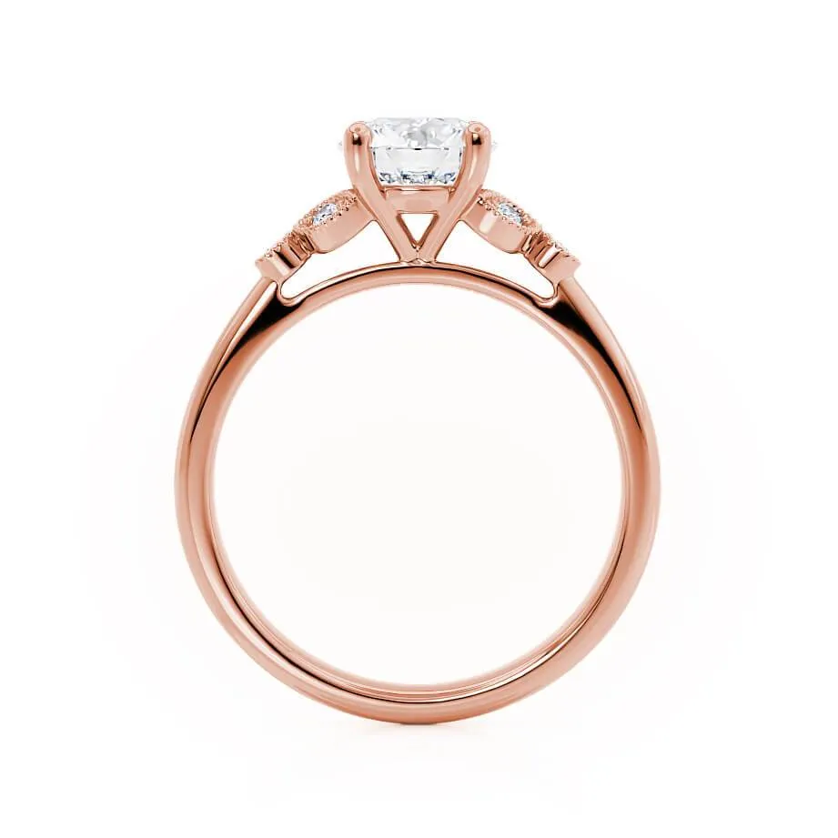 DELILAH - Round Lab Diamond 18k Rose Gold Shoulder Set Ring