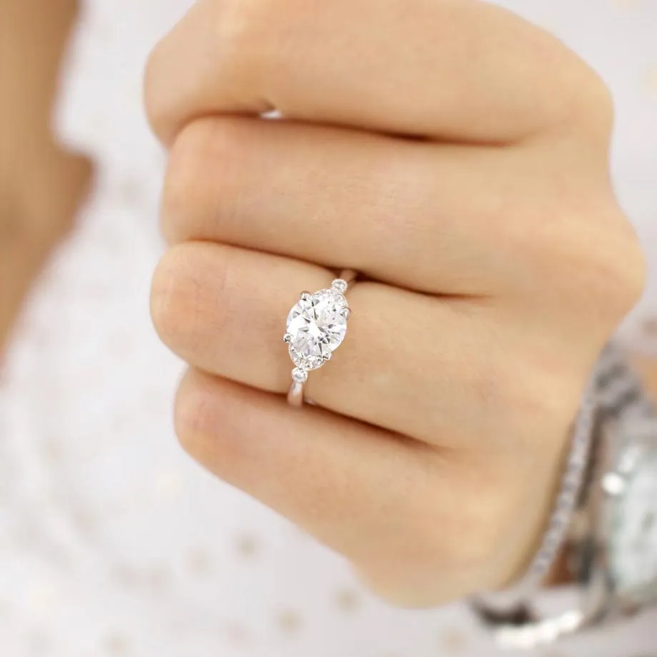DELILAH - Round Lab Diamond 18k Rose Gold Shoulder Set Ring