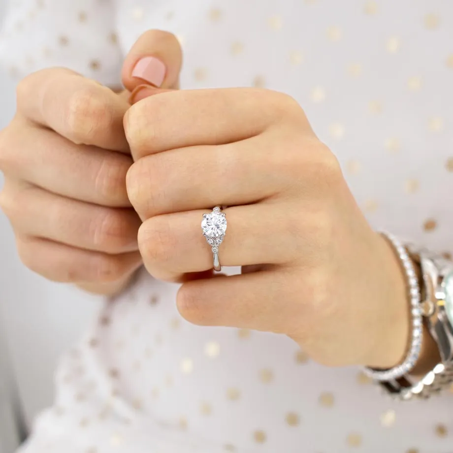 DELILAH - Round Lab Diamond 18k Rose Gold Shoulder Set Ring