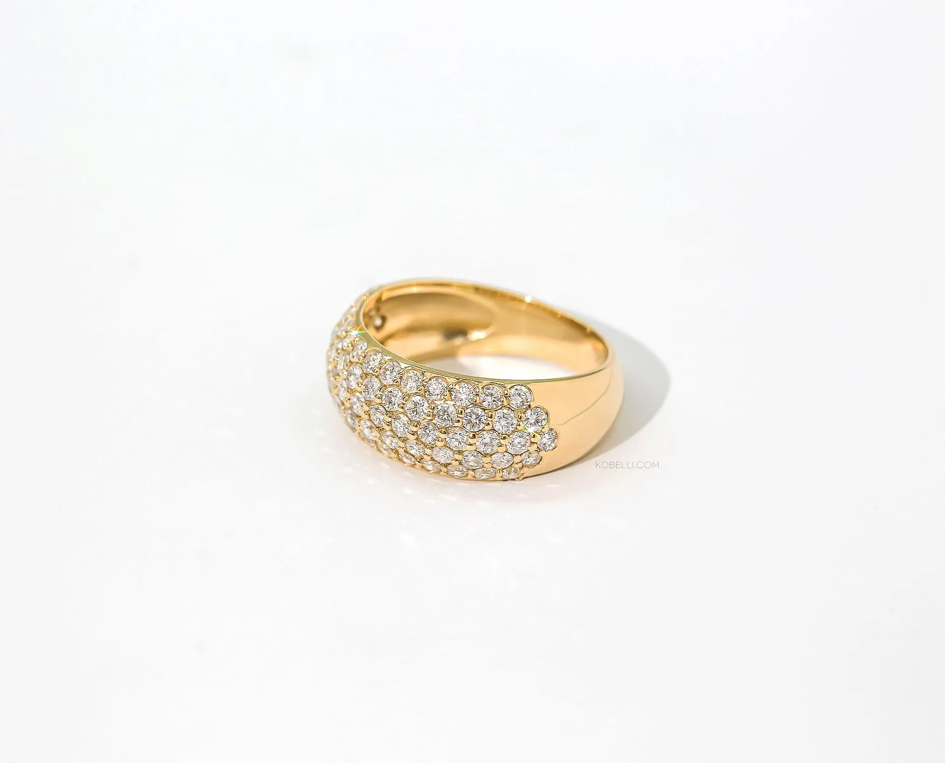 Domed Pavé Diamond Puff Band 1-1/4 Carats TDW in 14K Gold