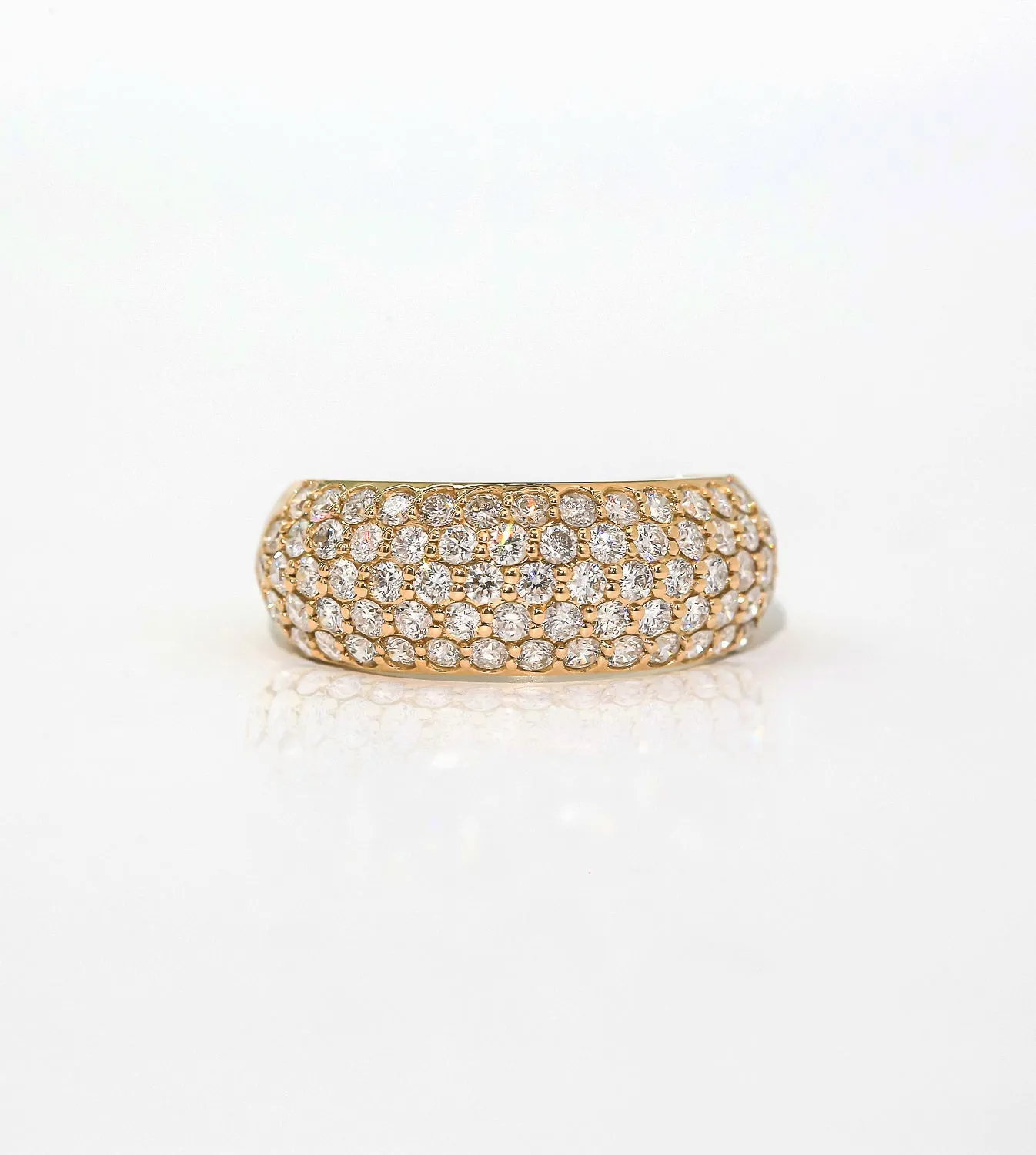 Domed Pavé Diamond Puff Band 1-1/4 Carats TDW in 14K Gold