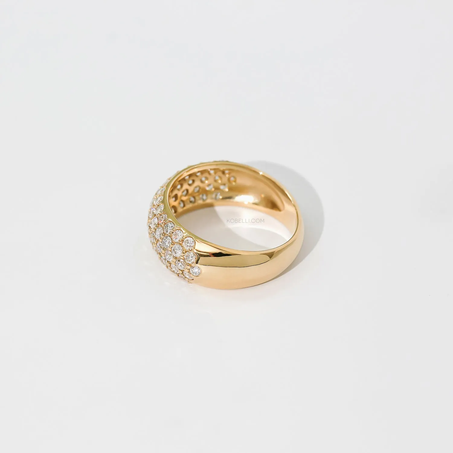 Domed Pavé Diamond Puff Band 1-1/4 Carats TDW in 14K Gold