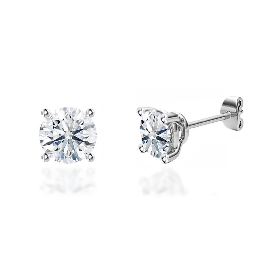 DOVE - Round Lab Diamond 950 Platinum Stud Earrings