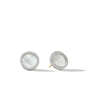DY Elements® Button Earrings with Mother of Pearl and Pavé Diamonds