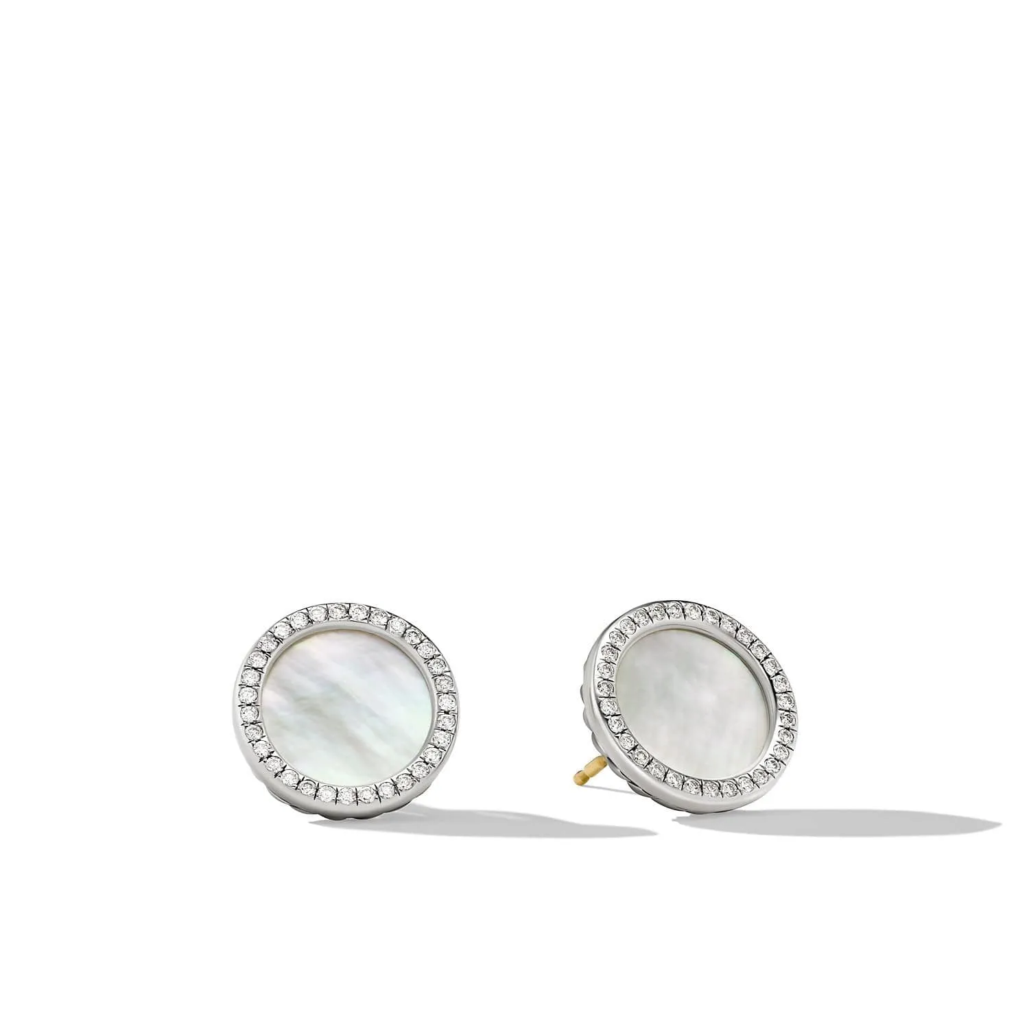 DY Elements® Button Earrings with Mother of Pearl and Pavé Diamonds