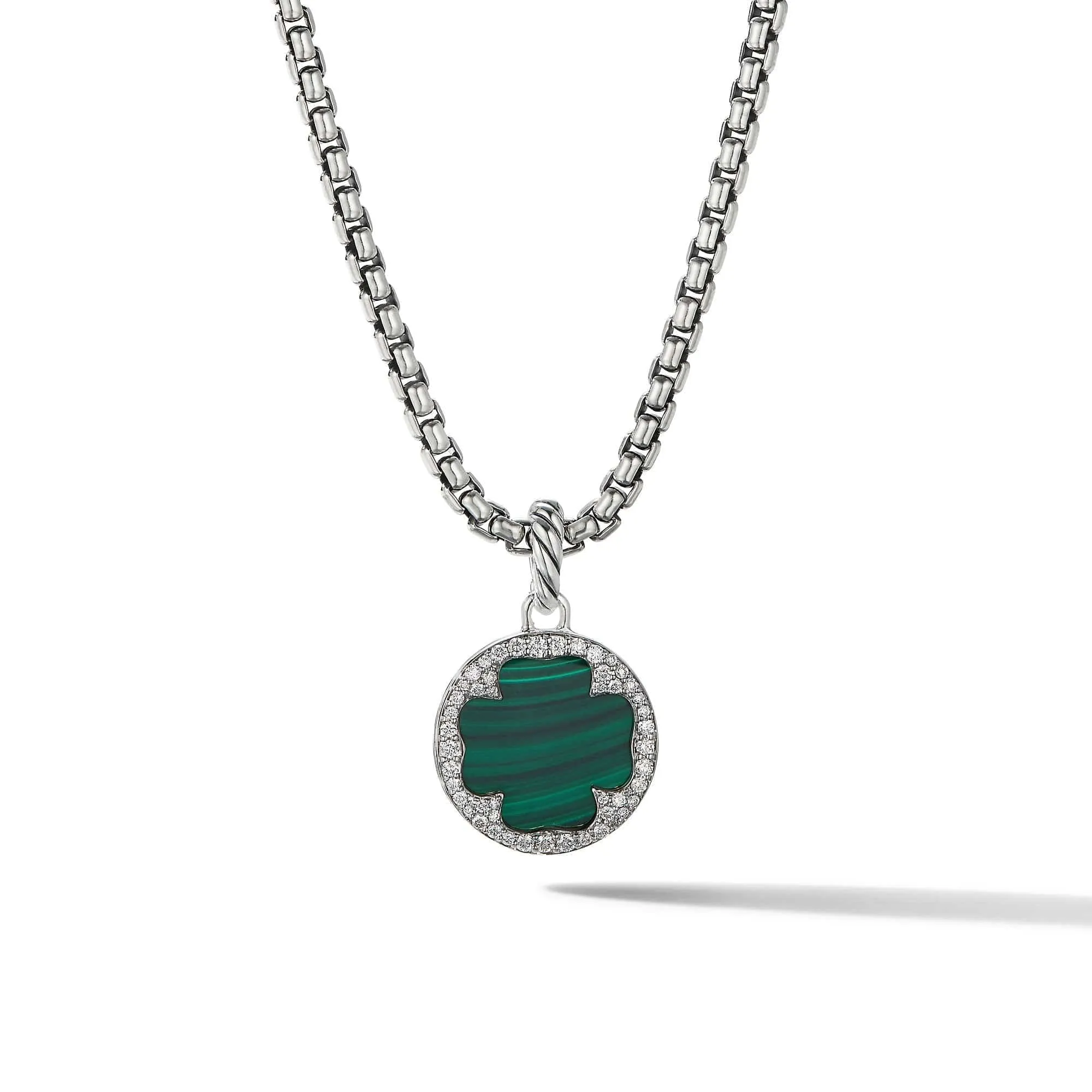 DY Elements Clover Disc Pendant with Malachite and Pavé Diamonds