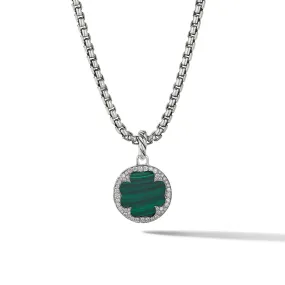 DY Elements Clover Disc Pendant with Malachite and Pavé Diamonds