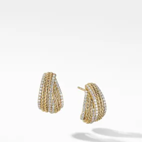 DY Origami Shrimp Earrings in 18K Yellow Gold with Pavé Diamonds