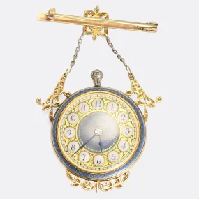 Edwardian Diamond & Guilloché Enamel Pocket Watch