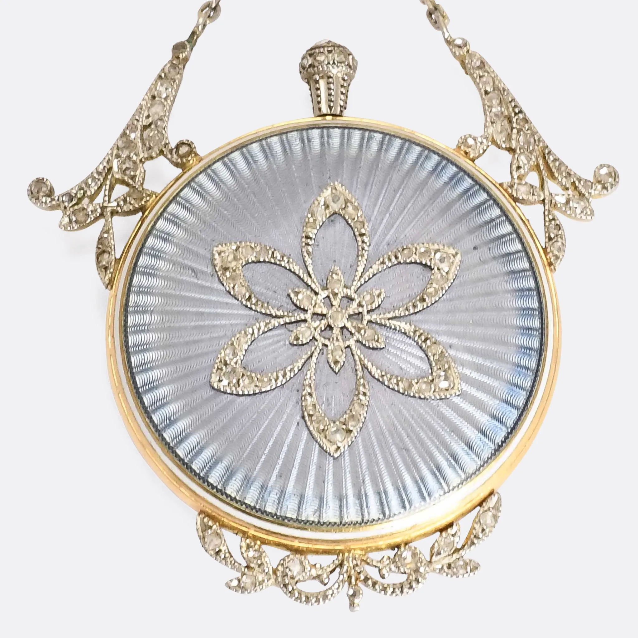 Edwardian Diamond & Guilloché Enamel Pocket Watch
