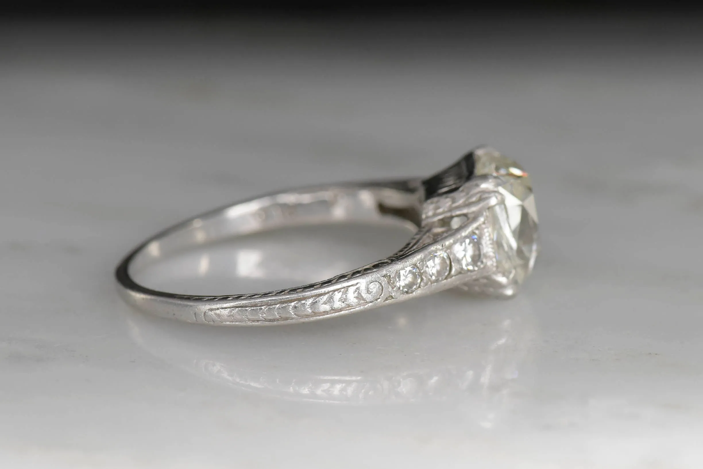 Edwardian GIA Certified 2.07 Carat Old Mine Cut Diamond Engagement Ring