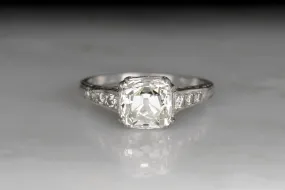 Edwardian GIA Certified 2.07 Carat Old Mine Cut Diamond Engagement Ring
