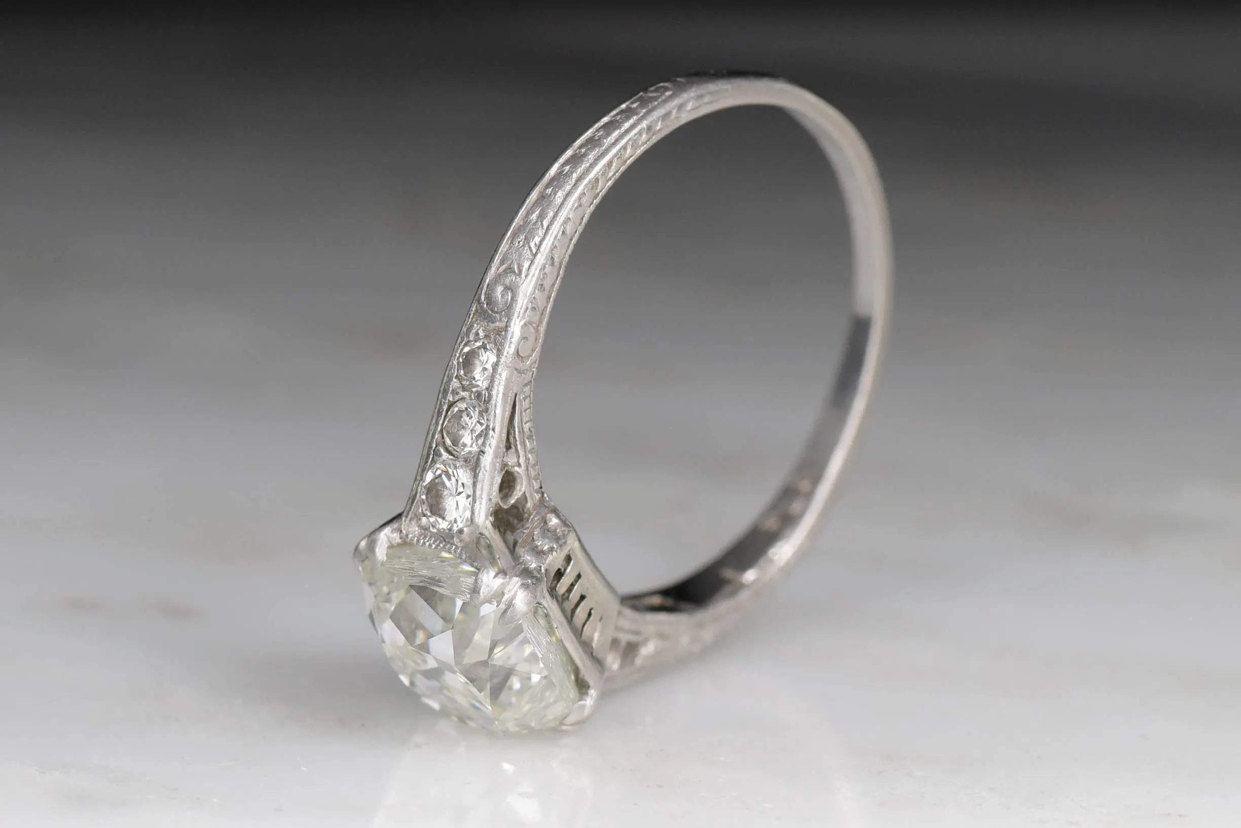 Edwardian GIA Certified 2.07 Carat Old Mine Cut Diamond Engagement Ring