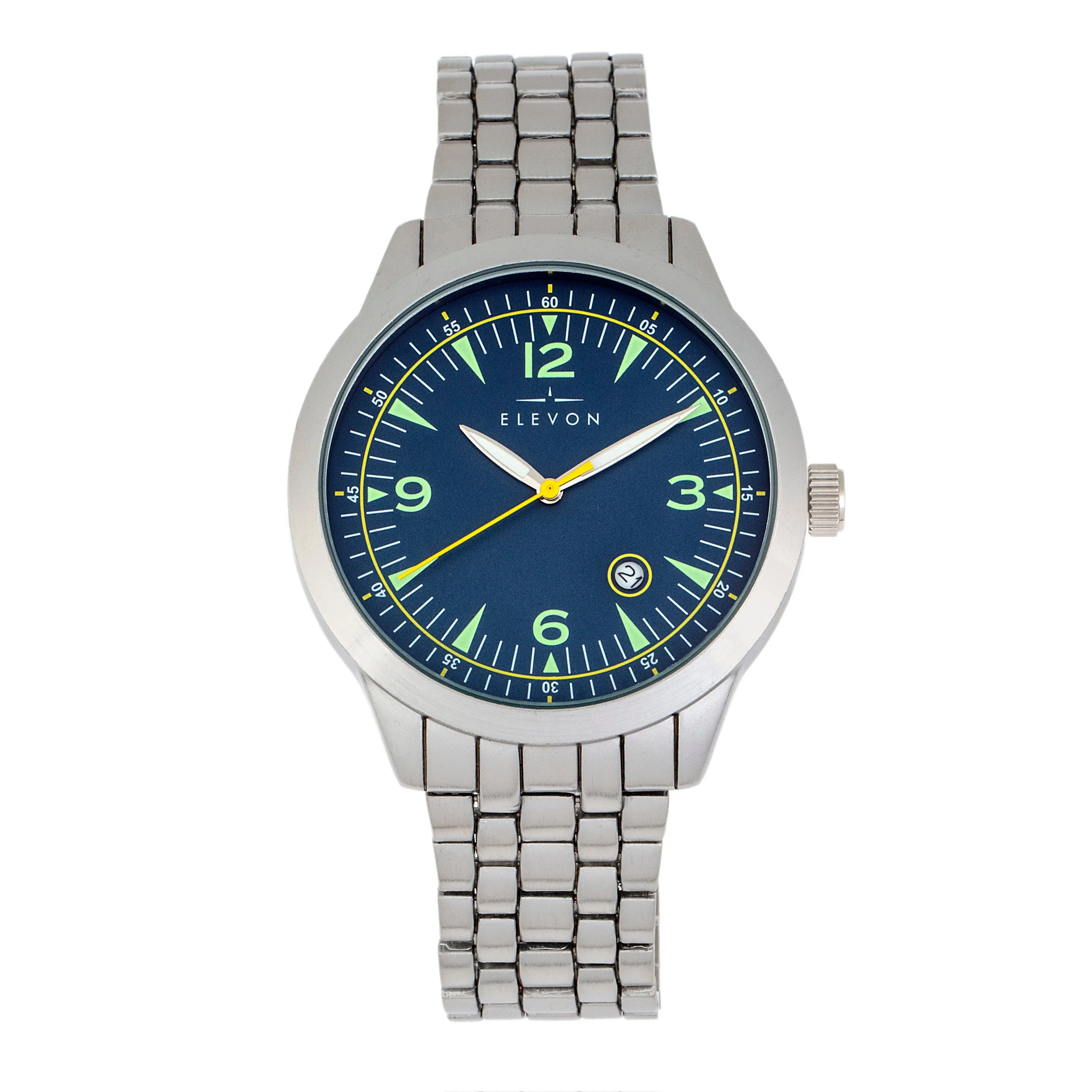 Elevon Atlantic Bracelet Watch w/Date - Silver/Blue