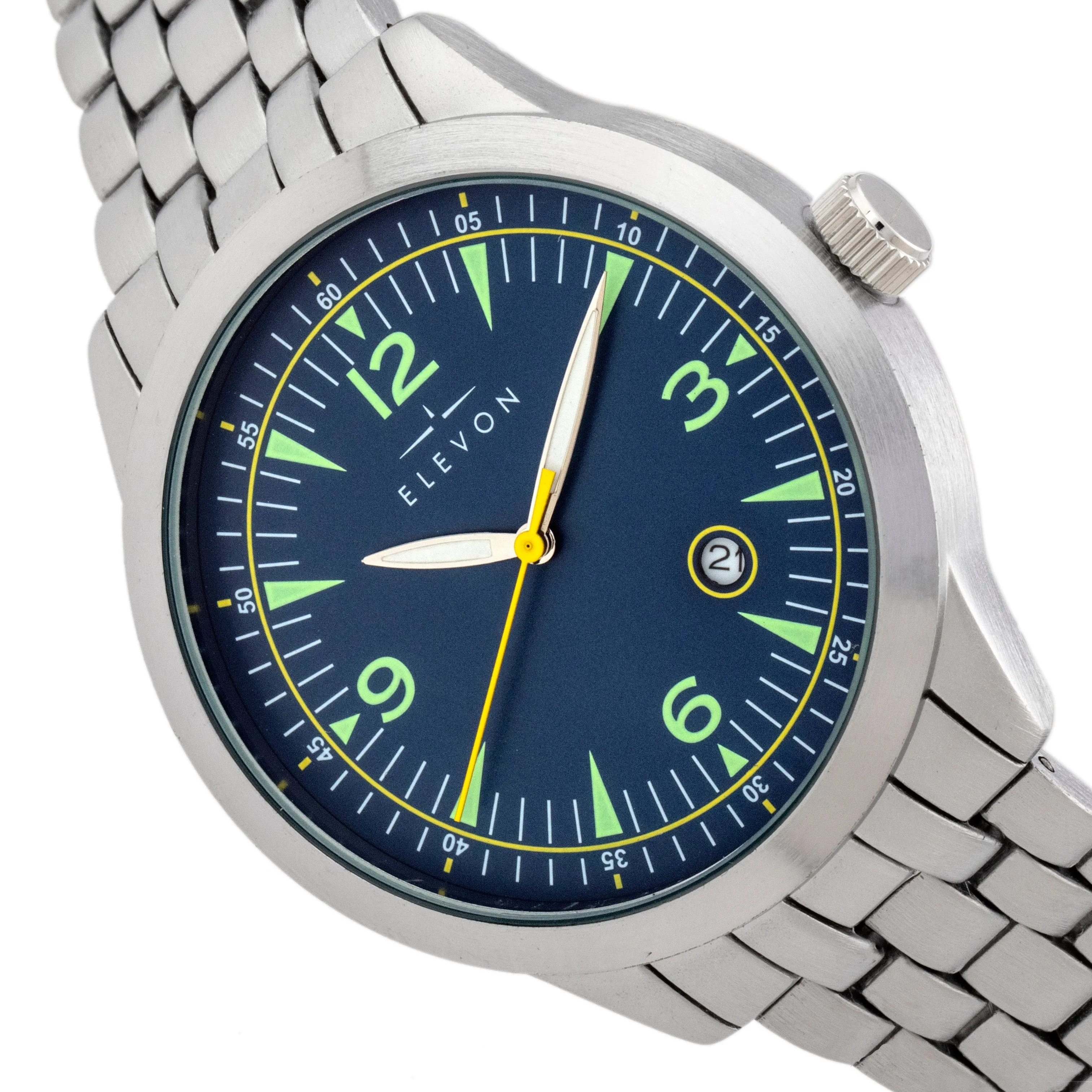 Elevon Atlantic Bracelet Watch w/Date - Silver/Blue
