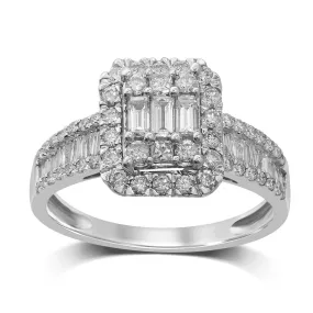 Emerald Baguette Ring with 1.00ct of Diamonds in 9ct White Gold