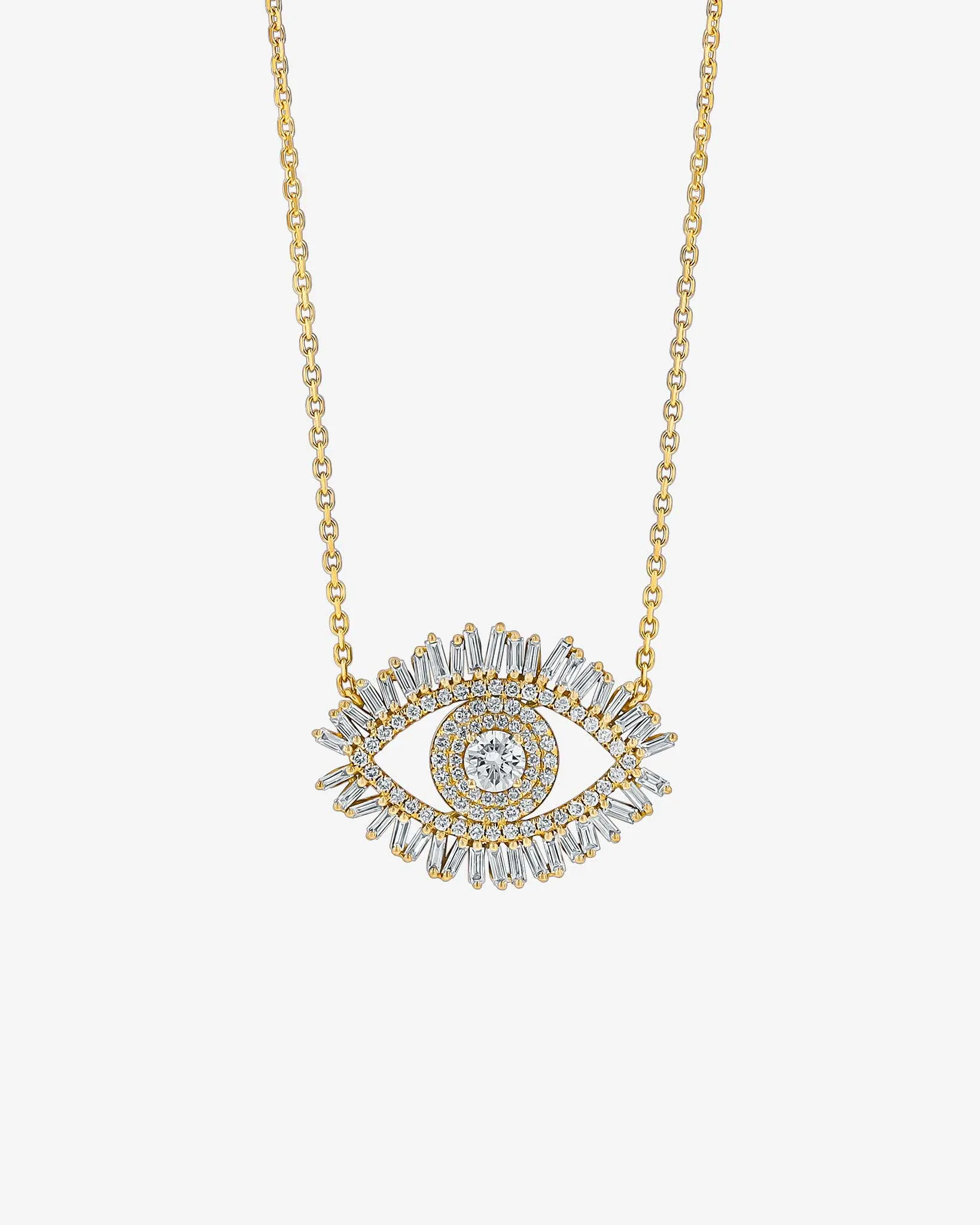 Evil Eye Midi Diamond Half Pave Pendant