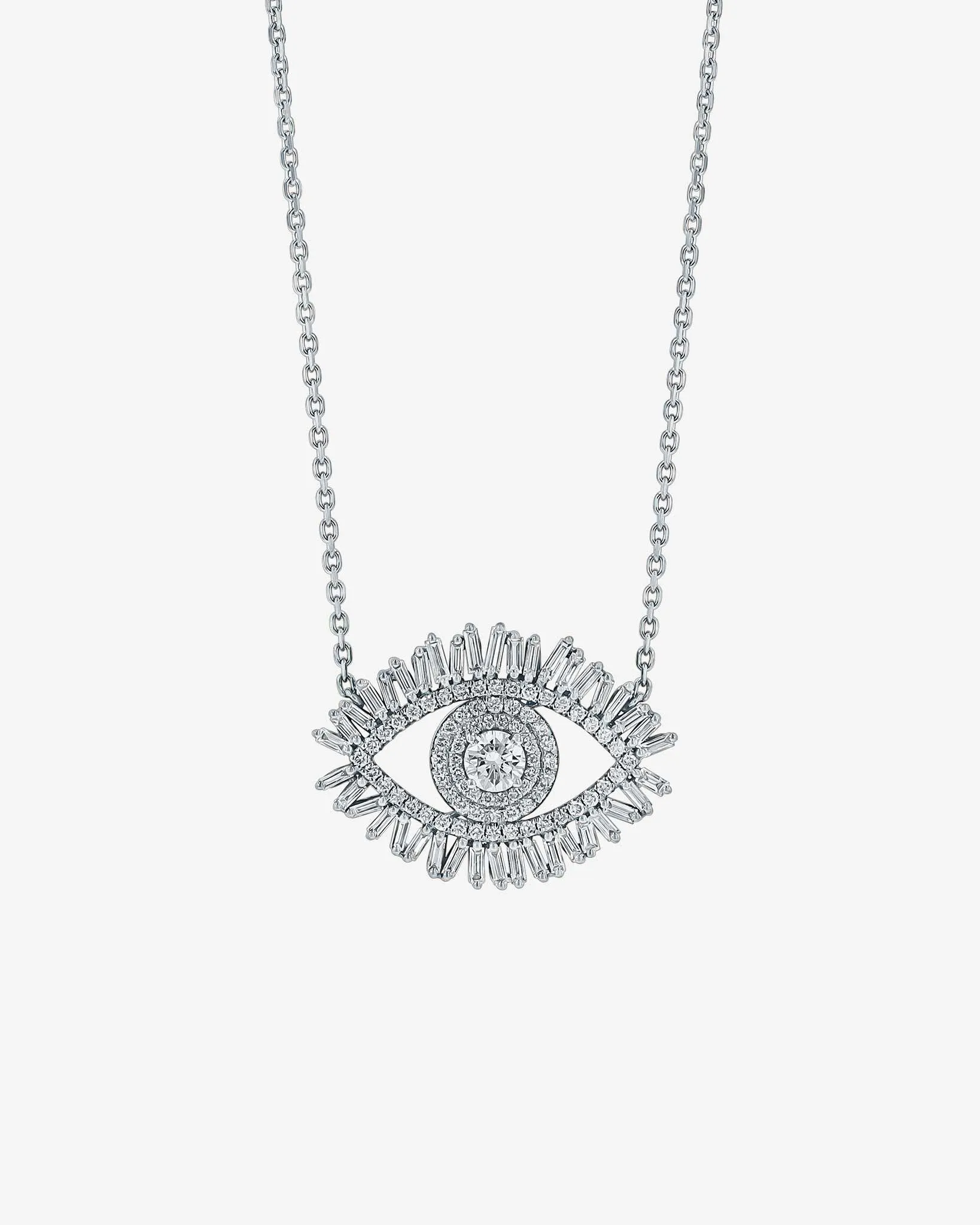 Evil Eye Midi Diamond Half Pave Pendant