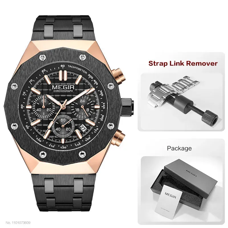 Fashion Dress Watch Men Stainless Steel Strap Waterproof Quartz Wristwatch