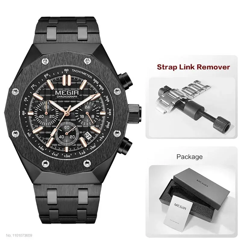 Fashion Dress Watch Men Stainless Steel Strap Waterproof Quartz Wristwatch