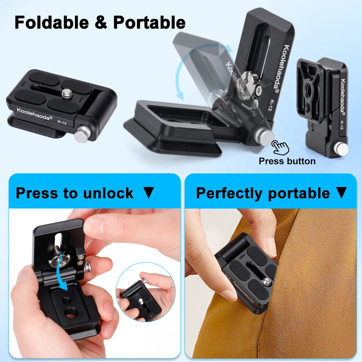 Foldable L-Shaped Quick Release Plate