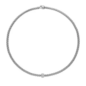 FOPE Solo 18ct White Gold 0.29ct Diamond Necklace 634C Pavé