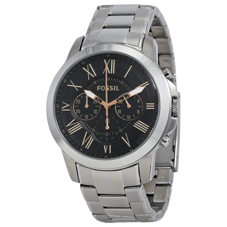 Fossil Grant Chronograph Black Dial Stainless Steel Men's Watch FS4994